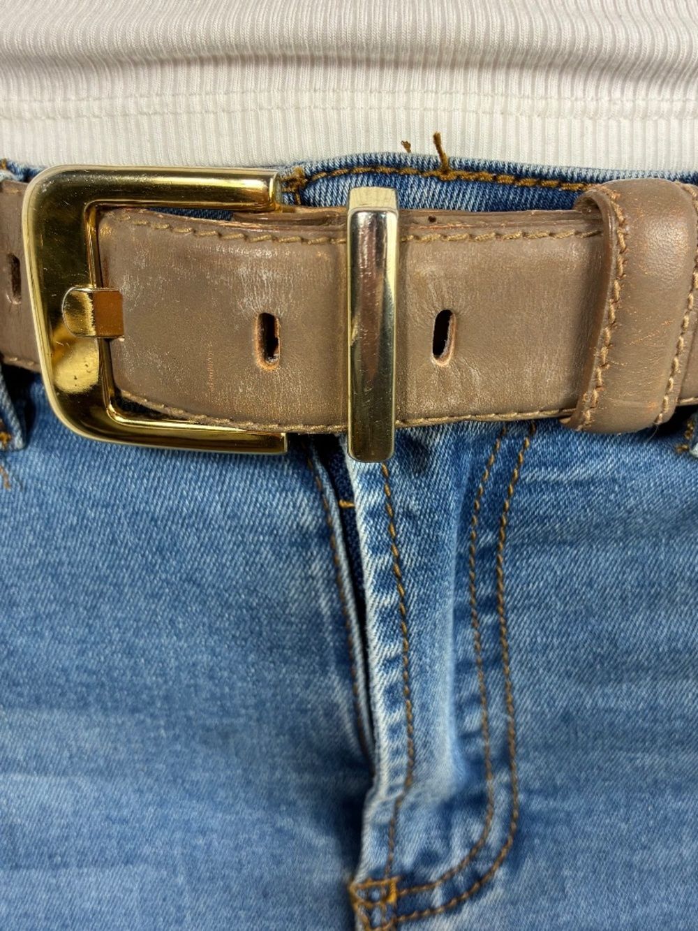 Talbots women’s belt Sz XL genuine leather beige/tan granola nature earth